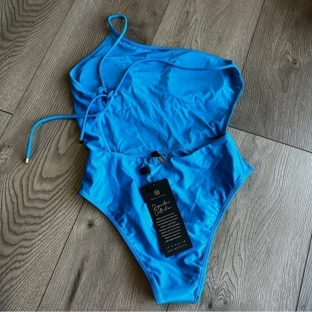 New! ViX Paula Hermanny Solid Iris one piece Swimsuit Blue size Small